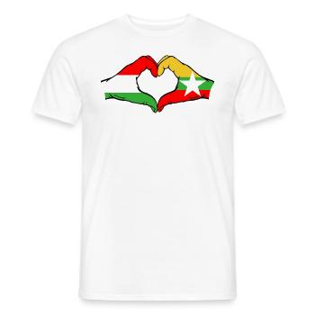 Hungary Myanmar Flag Hands Heart Shape - Men's T-Shirt - white - Front - AI Model Male 178 dark (178cm)