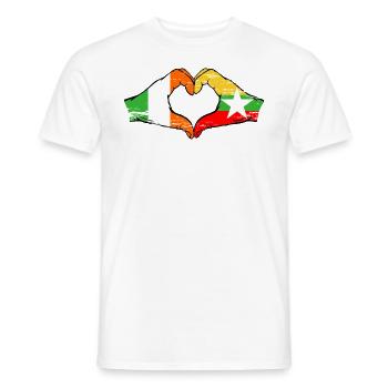 Irlande Myanmar drapeau mains forme de coeur utilisé - T-shirt homme - blanc - Devant - AI Model Male 178 dark (178cm)