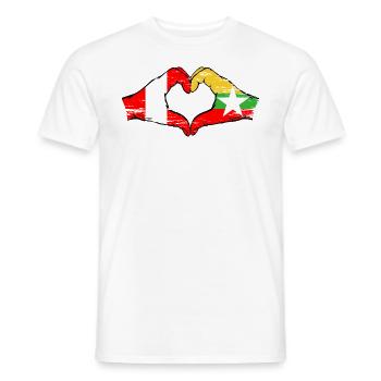 Pérou Myanmar drapeau mains forme de coeur utilisé - T-shirt homme - blanc - Devant - AI Model Male 178 dark (178cm)
