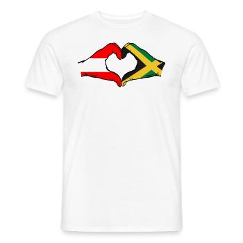Austria Jamaica Flag Hands Heart Shape - Men's T-Shirt - white - Front - AI Model Male 178 dark (178cm)