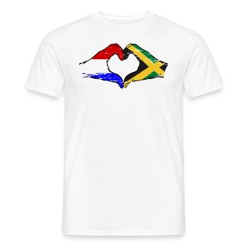 Hollande Jamaïque Drapeau Mains Coeur Forme Utilisé - T-shirt homme - blanc - Devant - AI Model Male 178 dark (178cm)