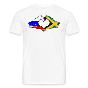 Russie Jamaïque drapeau mains forme de coeur utilisé - T-shirt homme - blanc - Devant - AI Model Male 178 dark (178cm)