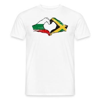 Bulgarie Jamaïque Drapeau Mains Coeur Forme Utilisé - T-shirt homme - blanc - Devant - AI Model Male 178 dark (178cm)