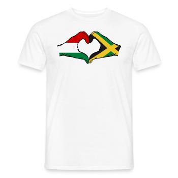Hungary Jamaica Flag Hands Heart Shape - Men's T-Shirt - white - Front - AI Model Male 178 dark (178cm)