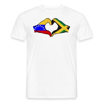 Venezuela Jamaica Flag Hands Heart Shape - Men's T-Shirt - white - Front - AI Model Male 178 dark (178cm)