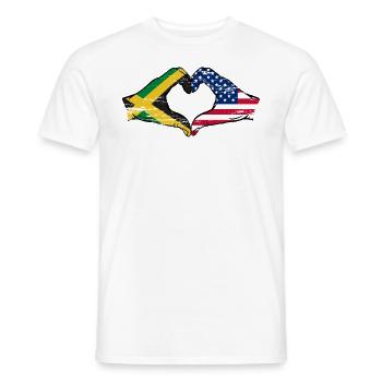 Jamaïque États-Unis Mains Forme de coeur Utilisé - T-shirt homme - blanc - Devant - AI Model Male 178 dark (178cm)