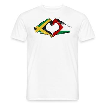 Jamaica Palestine Hands Heart Shape Used - Men's T-Shirt - white - Front - AI Model Male 178 dark (178cm)