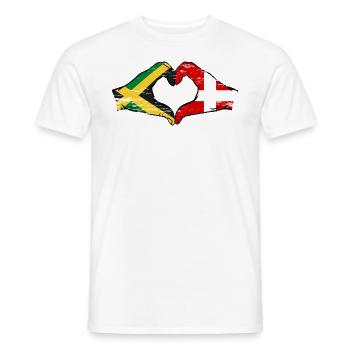Jamaica Denmark Hands Heart Shape Used - Men's T-Shirt - white - Front - AI Model Male 178 dark (178cm)