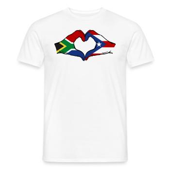 South Africa Puerto Rico Hands Heart Shape - Men's T-Shirt - white - Front - AI Model Male 178 dark (178cm)