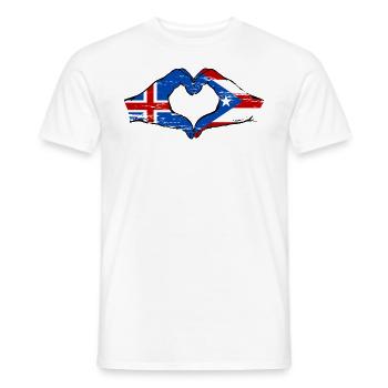Iceland Puerto Rico Hands Heart Shape Used - Men's T-Shirt - white - Front - AI Model Male 178 dark (178cm)