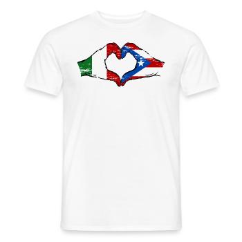 Italie Porto Rico drapeau mains forme de coeur utilisé - T-shirt homme - blanc - Devant - AI Model Male 178 dark (178cm)