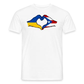 Ukraine Puerto Rico Flag Hands Heart Shape - Men's T-Shirt - white - Front - AI Model Male 178 dark (178cm)