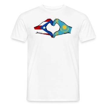 Porto Rico Kazakhstan Drapeau Mains Coeur Forme - T-shirt homme - blanc - Devant - AI Model Male 178 dark (178cm)