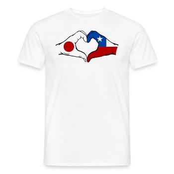 Japan Chile Flagge Hände Herzform - Männer T-Shirt - Weiß - Vorne - AI Model Male 178 dark (178cm)
