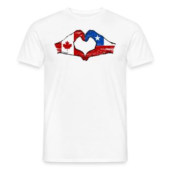 Canada Chile flag hands heart shape used - Men's T-Shirt - white - Front - AI Model Male 178 dark (178cm)