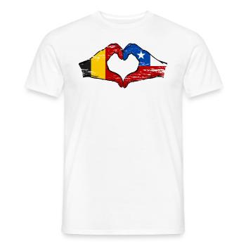 Belgium Chile flag hands heart shape used - Men's T-Shirt - white - Front - AI Model Male 178 dark (178cm)