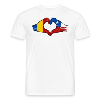 Rumänien Chile Flagge Hände Herzform used - Männer T-Shirt - Weiß - Vorne - AI Model Male 178 dark (178cm)