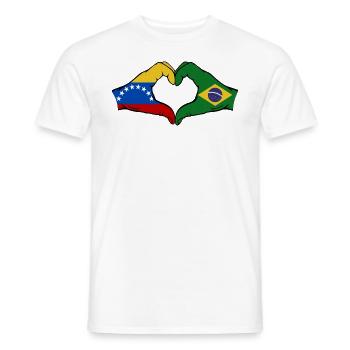 Venezuela Brésil Drapeau Mains Coeur Forme - T-shirt homme - blanc - Devant - AI Model Male 178 dark (178cm)