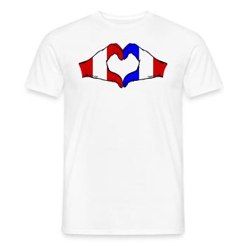 Pérou France Mains Coeur Forme - T-shirt homme - blanc - Devant - AI Model Male 178 dark (178cm)