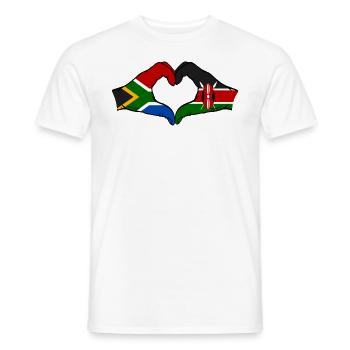 South Africa Kenya Flag Hands Heart - Men's T-Shirt - white - Front - AI Model Male 178 dark (178cm)