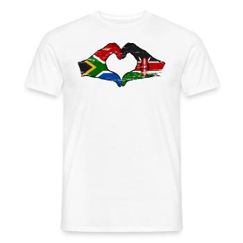 Afrique du Sud Kenya drapeau mains cœur utilisé - T-shirt homme - blanc - Devant - AI Model Male 178 dark (178cm)