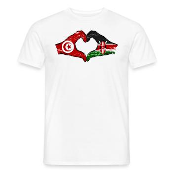 Tunisia Kenya flag hands heart used - Men's T-Shirt - white - Front - AI Model Male 178 dark (178cm)
