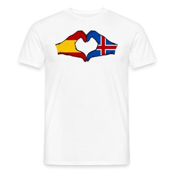Espagne Islande Drapeau Mains Coeur - T-shirt homme - blanc - Devant - AI Model Male 178 dark (178cm)