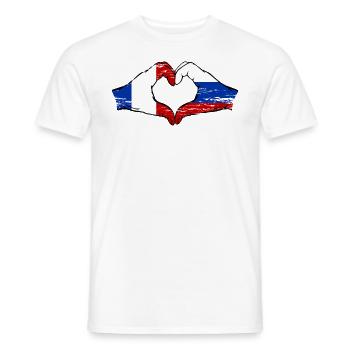France Russie Drapeau Mains Coeur Forme Utilisé - T-shirt homme - blanc - Devant - AI Model Male 178 dark (178cm)