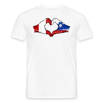Pérou Slovénie drapeau mains forme de coeur utilisé - T-shirt homme - blanc - Devant - AI Model Male 178 dark (178cm)