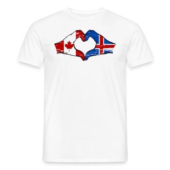Canada Iceland Flag Hands Heart Shape Used - Men's T-Shirt - white - Front - AI Model Male 178 dark (178cm)