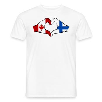 Canada Finlande Drapeau Mains Coeur Forme - T-shirt homme - blanc - Devant - AI Model Male 178 dark (178cm)