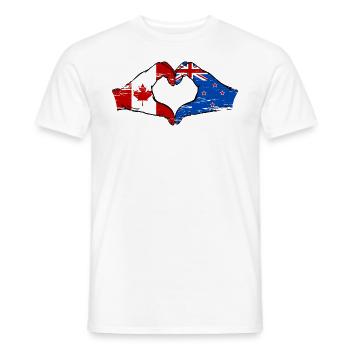 Mains du drapeau du Canada de la Nouvelle-Zélande en forme de coeur utilisé - T-shirt homme - blanc - Devant - AI Model Male 178 dark (178cm)