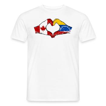 Canada Venezuela drapeau mains forme de coeur utilisé - T-shirt homme - blanc - Devant - AI Model Male 178 dark (178cm)