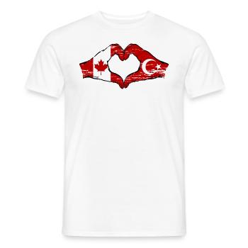 Canada Turquie Drapeau Mains Coeur Forme Utilisé - T-shirt homme - blanc - Devant - AI Model Male 178 dark (178cm)