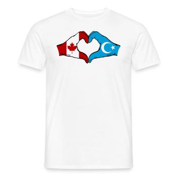 Drapeau ouïghour du Canada en forme de cœur - T-shirt homme - blanc - Devant - AI Model Male 178 dark (178cm)