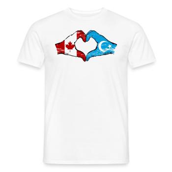 Canada Drapeau ouïghour mains forme de coeur utilisé - T-shirt homme - blanc - Devant - AI Model Male 178 dark (178cm)