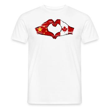 China Canada Flag Hands Heart Shape Used - Men's T-Shirt - white - Front - AI Model Male 178 dark (178cm)