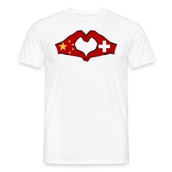 China Switzerland Flag Hands Heart Shape - Men's T-Shirt - white - Front - AI Model Male 178 dark (178cm)