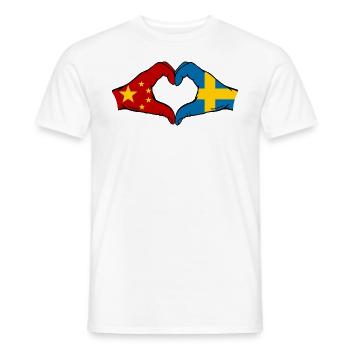 China Sweden Flag Hands Heart Shape - Men's T-Shirt - white - Front - AI Model Male 178 dark (178cm)