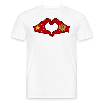 Chine Monténégro drapeau mains forme coeur - T-shirt homme - blanc - Devant - AI Model Male 178 dark (178cm)