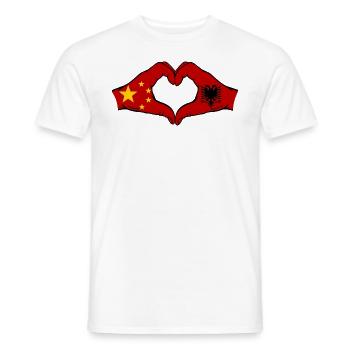 China Albania Flag Hands Heart Shape - Men's T-Shirt - white - Front - AI Model Male 178 dark (178cm)