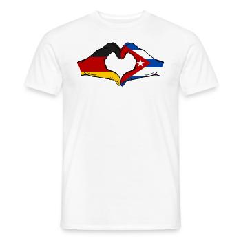 Allemagne Cuba Drapeau Mains Coeur Forme - T-shirt homme - blanc - Devant - AI Model Male 178 dark (178cm)
