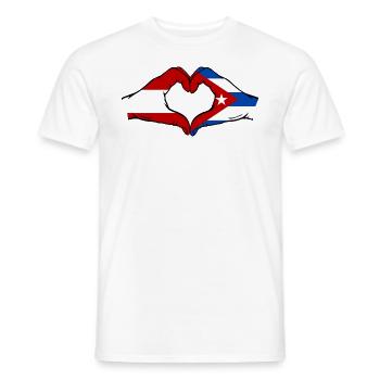 Austria Cuba Flag Hands Heart Shape - Men's T-Shirt - white - Front - AI Model Male 178 dark (178cm)