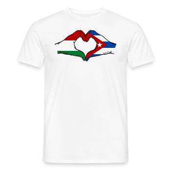 Hongrie Cuba Drapeau Mains Coeur Forme - T-shirt homme - blanc - Devant - AI Model Male 178 dark (178cm)