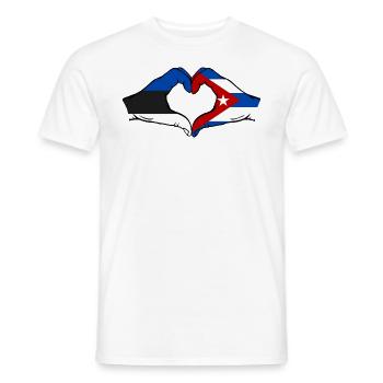 Estonie Cuba Drapeau Mains Coeur Forme - T-shirt homme - blanc - Devant - AI Model Male 178 dark (178cm)