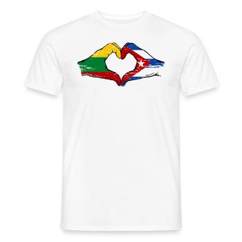 Lithuania Cuba Flag Hands Heart Shape Used - Men's T-Shirt - white - Front - AI Model Male 178 dark (178cm)