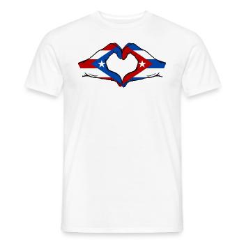 Puerto Rico Kuba Flagge Hände Herzform - Männer T-Shirt - Weiß - Vorne - AI Model Male 178 dark (178cm)