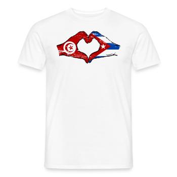 Tunisia Cuba Flag Hands Heart Shape Used - Men's T-Shirt - white - Front - AI Model Male 178 dark (178cm)
