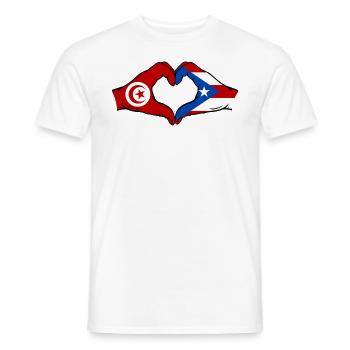Tunesien Puerto Rico Flagge Hände Herzform - Männer T-Shirt - Weiß - Vorne - AI Model Male 178 dark (178cm)