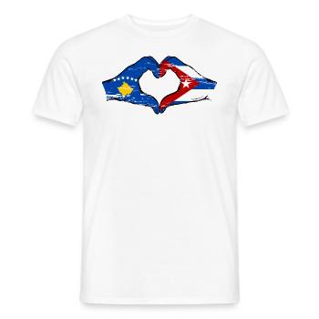 Kosovo Cuba Flag Hands Heart Shape Used - Men's T-Shirt - white - Front - AI Model Male 178 dark (178cm)